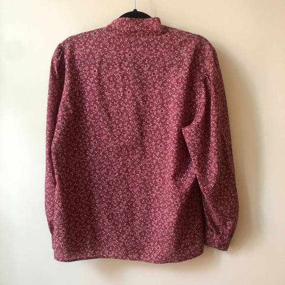 Vintage 1980s DIANE VON FURSTENBERG ruffle front floral blouse | size Medium - Picture 5 of 6